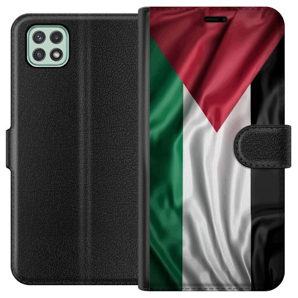 Samsung Galaxy A22 5G Lommeboketui Palestinaflagget – ikoniskt symbol på frihet i rødt, svart, hvitt og grønt