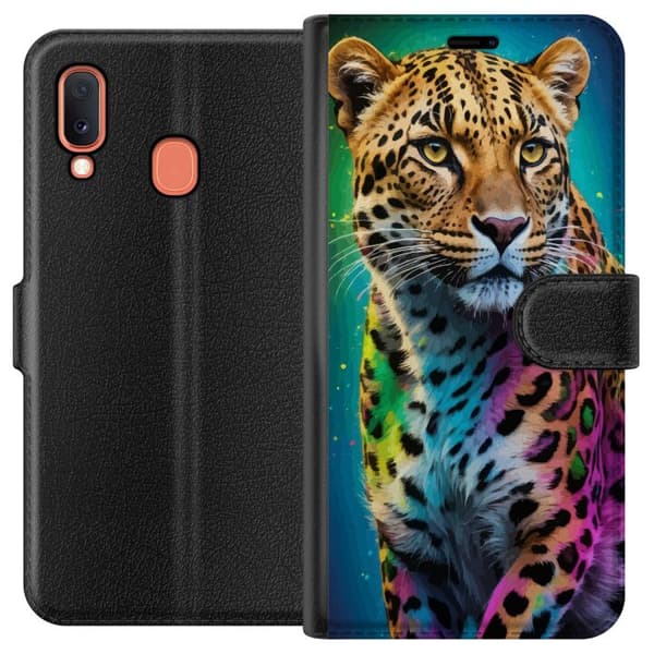 Kompatibelt Lommeboketui til Samsung Galaxy A20e Leopard