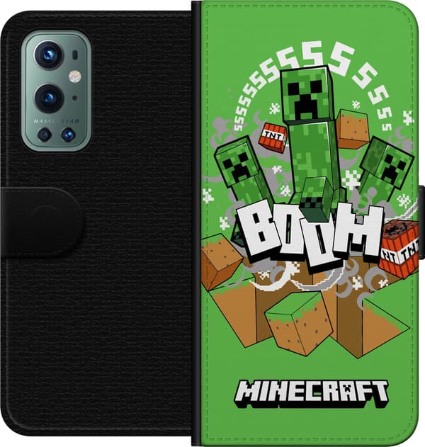 Kompatibel Tegnebogsetui til OnePlus 9 Pro Minecraft Boom