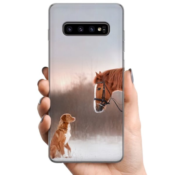 Samsung Galaxy S10 TPU Matkapuhelimen kuori Härkä & Koira