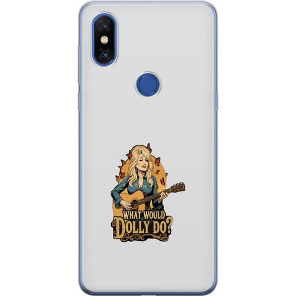 Kompatibelt Mobildeksel til Xiaomi Mi Mix 3 Dolly Parton med gitarr och fjärilar grå