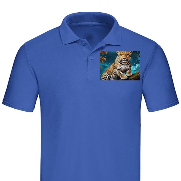 Poloshirt til Voksen | Elegant Poloshirt Leopard Blå Medium