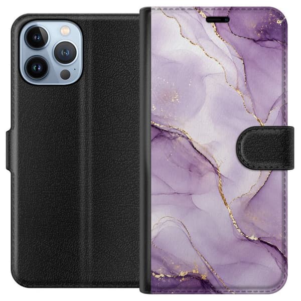 Kompatibel Tegnebogsetui til Apple iPhone 13 Pro Max Syrenlilla guldflow lilla