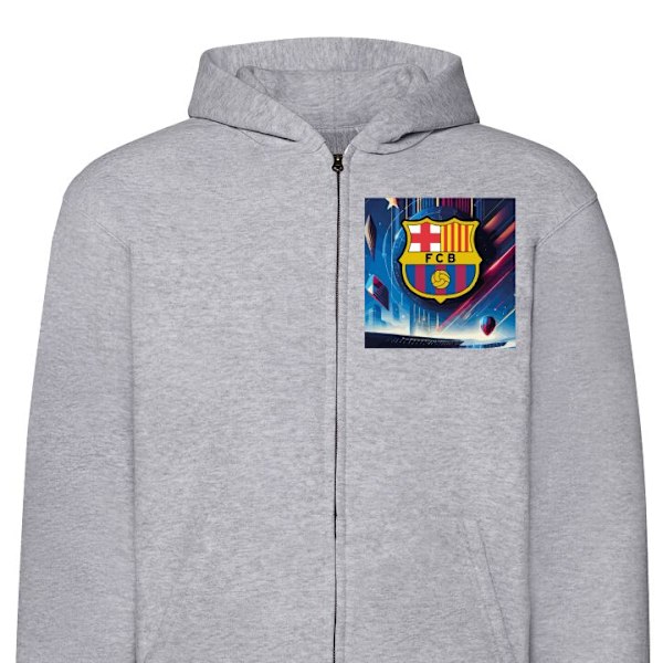 Zip-Hoodie | Huvtröja med Dragkedja för Vuxna FC Barcelona grå XL