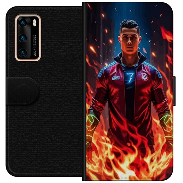 Huawei P40 Tegnebogsetui Ronaldo Inferno - fodboldhelt i flammer