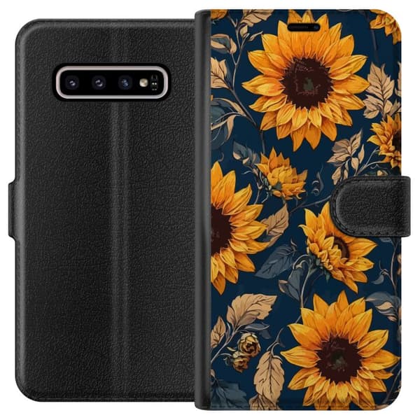 Kompatibelt Lommeboketui til Samsung Galaxy S10+ Solroser