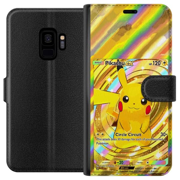 Kompatibelt Lommeboketui til Samsung Galaxy S9 Gullig Pikachu EX samlebilde med regnbueeffekter gull
