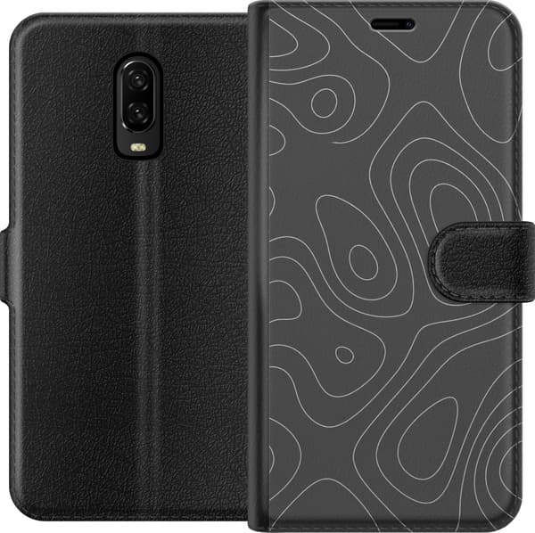 Kompatibel Tegnebogsetui til OnePlus 6T Grå kortlinjer grå
