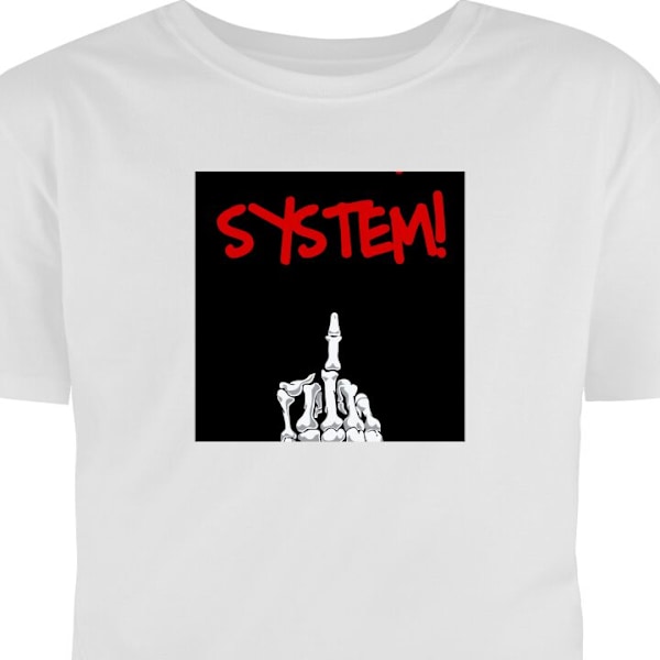 Barn-T-shirt | Bekväm T-shirt för Barn Fuck System vit 1-2 År