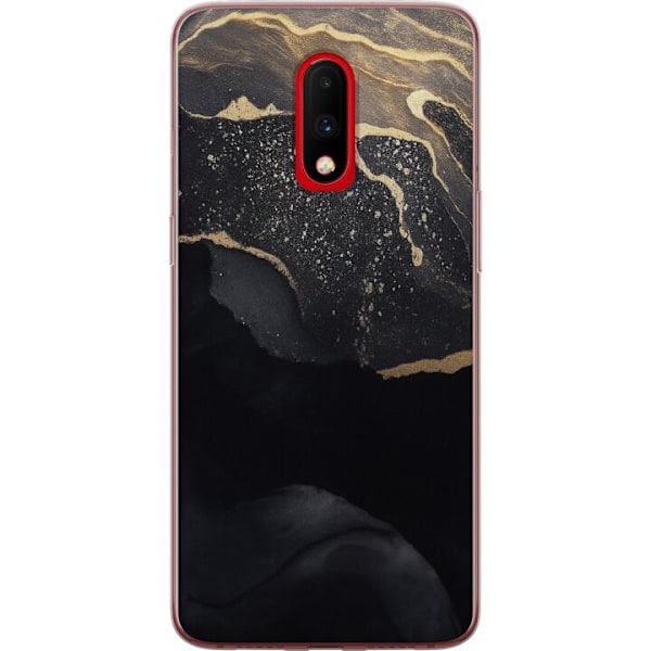 OnePlus 7 Gennemsigtig cover Sort guld abstrakt