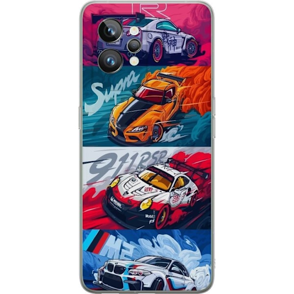 Realme GT2 Pro Läpinäkyvä kuori Nopeat Autot - Piirretty Kuvio Toiminnalla