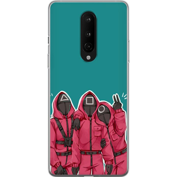 OnePlus 8 Genomskinligt Skal Squid Game Karaktärer Grafisk Design Seriefigurer Populär TV Motiv Asiatisk Stil Spännande Trend
