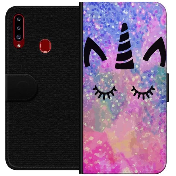 Kompatibelt Plånboksfodral till Samsung Galaxy A20s Unicorn Cat