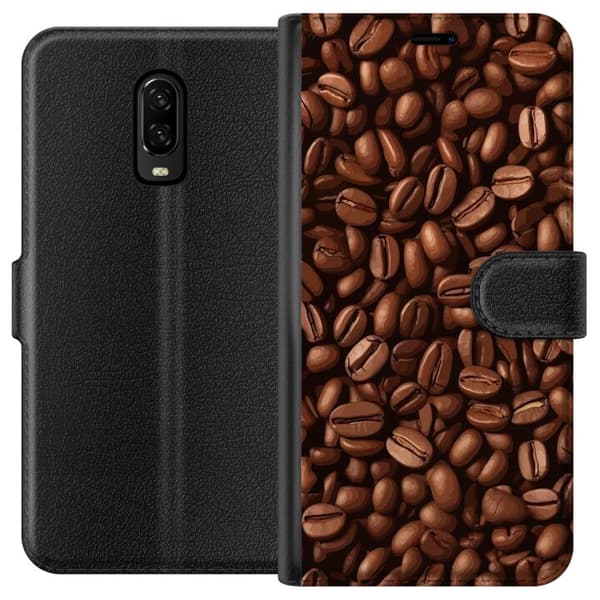 Kompatibel Tegnebogsetui til OnePlus 6T Kaffebönor närbild brun