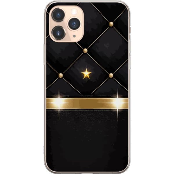 Kompatibel Mobilcover til Apple iPhone 11 Pro Sort quiltet baggrund med guldstjerne