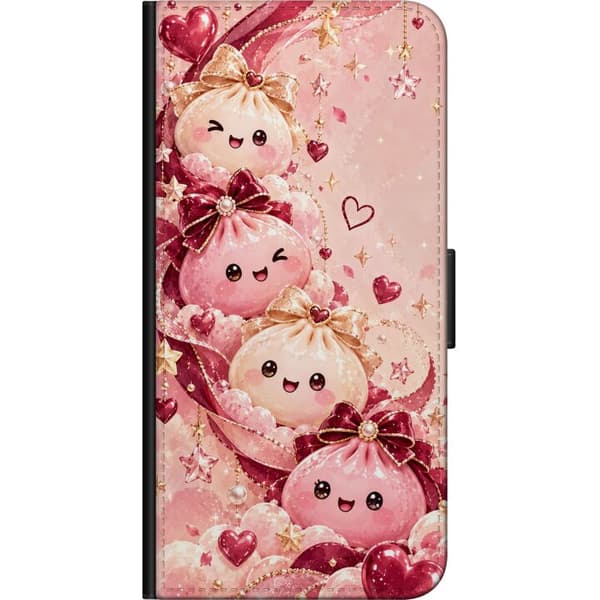 Kompatibel Tegnebogsetui til Huawei P40 lite Hjertevenner pink