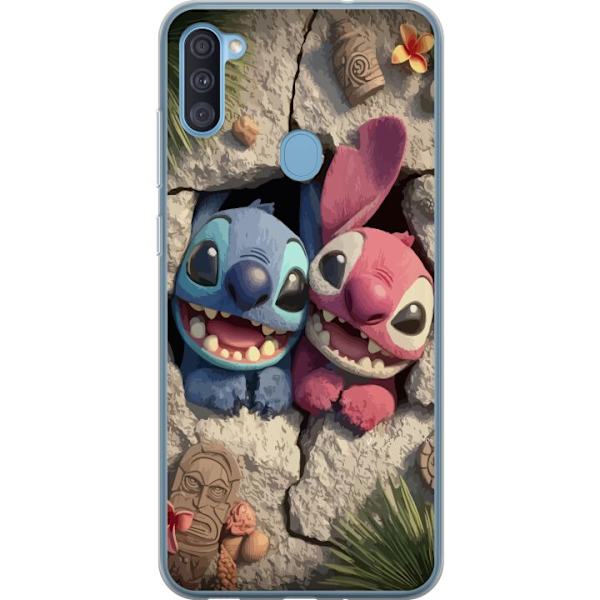Samsung Galaxy A11 Läpinäkyvä kuori Stitch Angel Lilo & Stitch Motiivi Disney Rakkaus Sarjakuvahahmo Suosittu Sininen Avaruusolio Hauska Disney-elo