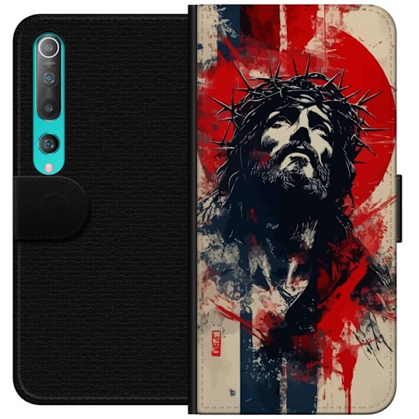 Xiaomi Mi 10 5G Lompakkokotelo Jeesus ristillä - kristillinen aihe vahvalla symboliikalla uskosta ja toivosta