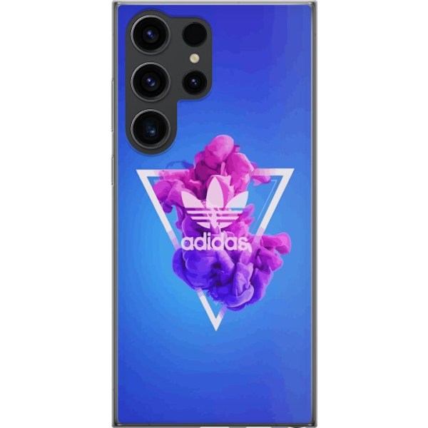 Samsung Galaxy S24 Ultra Läpinäkyvä kuori Adidas-inspiroitunut sininen muotoilu - urheilullinen motiivi retro-vibeillä sinisissä sävyissä