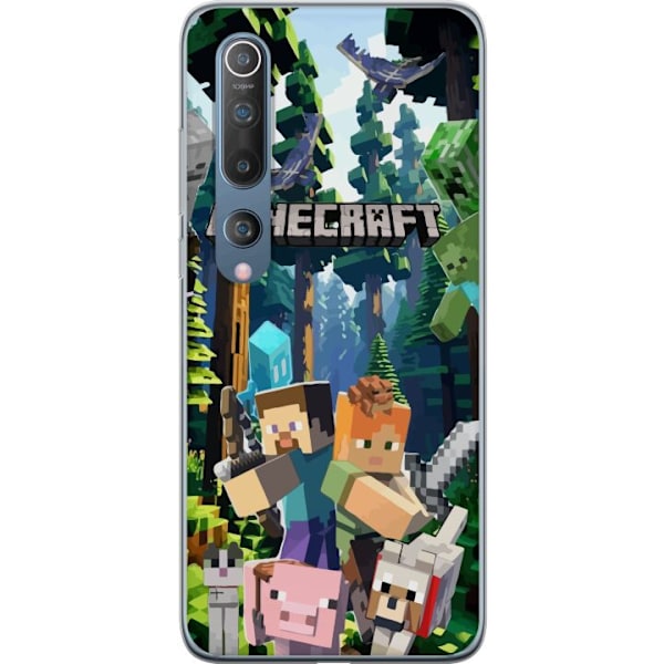 Xiaomi Mi 10 5G Läpinäkyvä kuori Minecraft-matkapuhelinkotelo metsällä ja pikselityylisillä hahmoilla