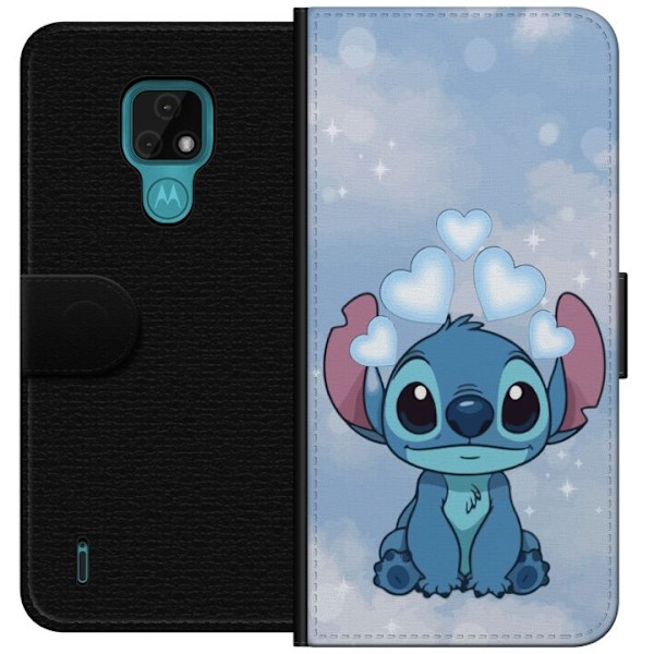 Motorola Moto E7 Tegnebogsetui Stitch Hoppende Glæde - Sjovt Design til Gave