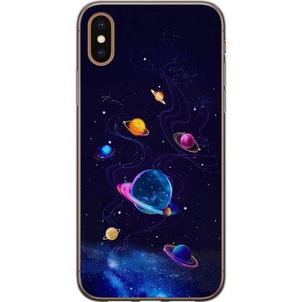 Kompatibel Mobilcover til Apple iPhone X Farlige planeter og stjerner i et animeret rumlandskab blå