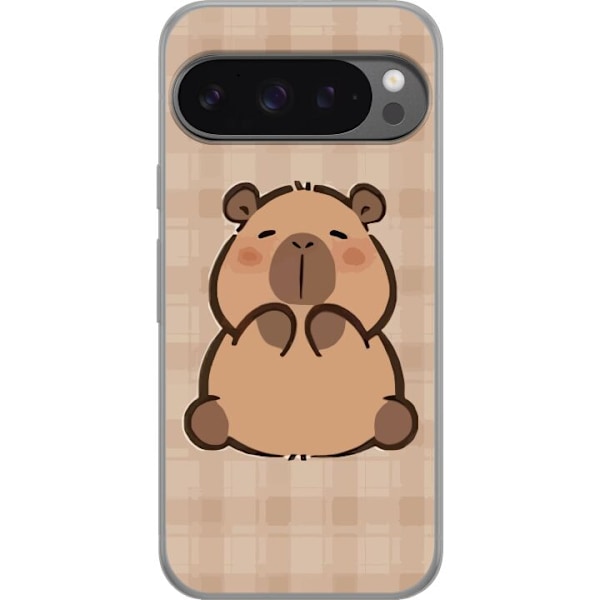 Google Pixel 9 Pro XL Läpinäkyvä kuori Mobilskal kawaii capybara flera figurer japansk stil