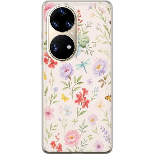 Huawei P50 Pro Genomskinligt Skal Blommor