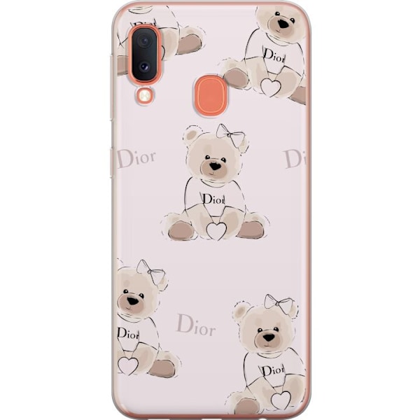Samsung Galaxy A20e Gennemsigtig cover Teddy Dior Vibes - luksuriøs bamse i modetil