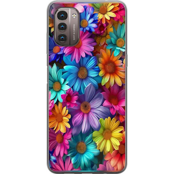 Nokia G21 Genomskinligt Skal Gerbera Blommor Färgglad Dekor Blommotiv Populärt Heminredning Färg Rik Väggkonst Design