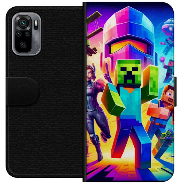 Xiaomi Redmi Note 10S Lompakkokotelo Fortnite vs Minecraft