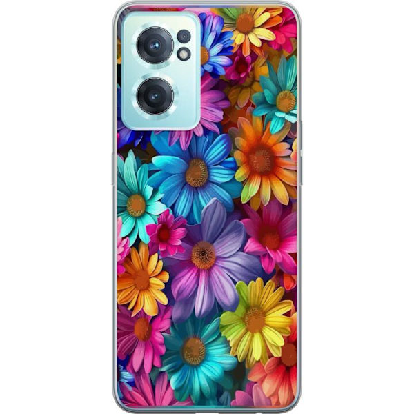OnePlus Nord CE 2 5G Genomskinligt Skal Gerbera Blommor Färgglad Dekor Blommotiv Populärt Heminredning Färg Rik Väggkonst Design