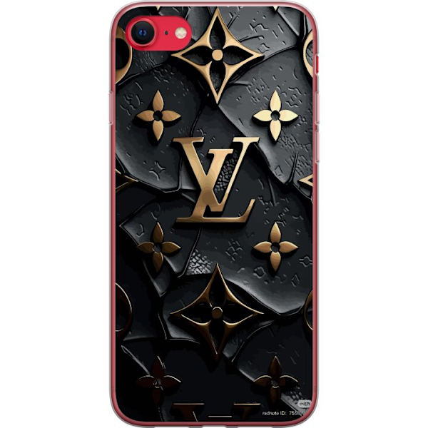 Apple iPhone SE (2022) Gennemsigtig cover Louis Vuitton Mørk Tilstand Design Sort Luksus Stil Mode Populær Grafisk Mønster Modeikon Luksusmærke