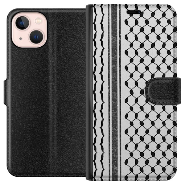 Apple iPhone 13 mini Plånboksfodral Palestinskt mönster – inspirerat av keffiyeh-tyg i traditionell stil