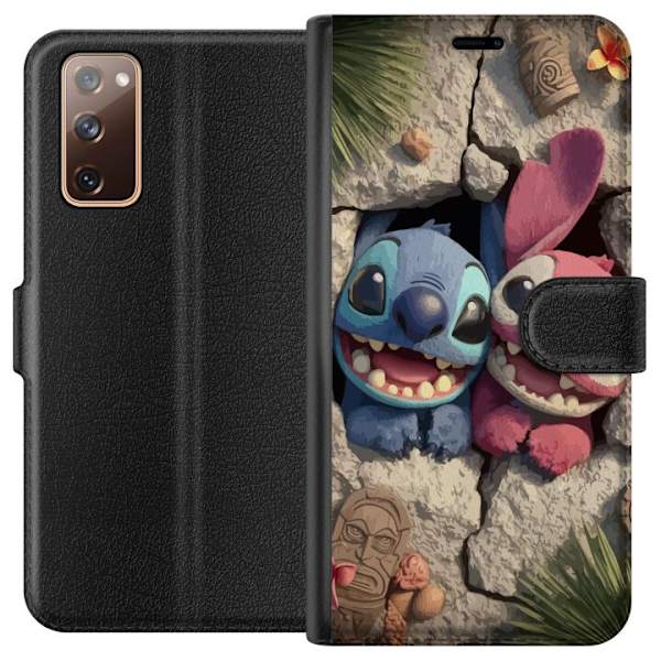 Samsung Galaxy S20 FE Tegnebogsetui Stitch Angel Lilo & Stitch Motiv Disney Kærlighed Tegneseriekarakter Populær Blå Alien Sjov Disney-film