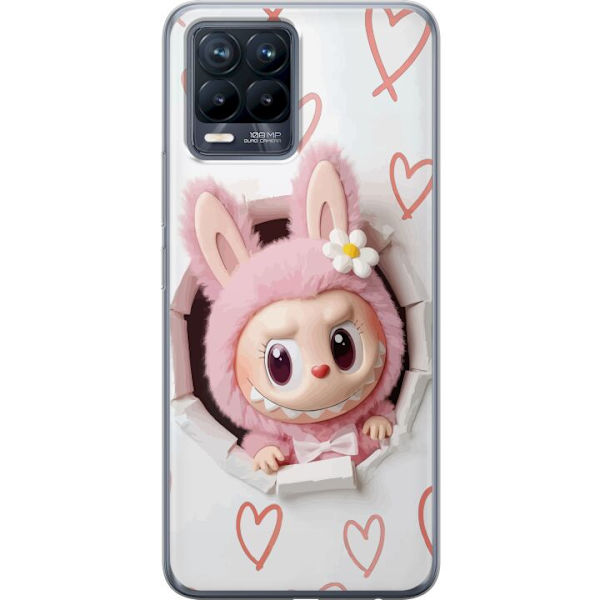 Realme 8 Läpinäkyvä kuori Labubu Sydän Taustakuva Pop Mart Rakkausteema Hahmodesign Suosittu Motiivi Keräilytaideteossarja