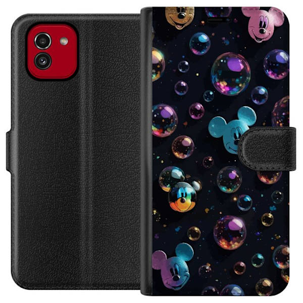 Samsung Galaxy A03 Lompakkokotelo  Mikki Hiiri Disney Kuplat Suunnittelu Hauska Motiivi Suosittu Disney-hahmo Piirrossarja Lasten Klassikko