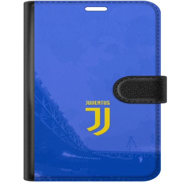 Kompatibel Tegnebogsetui til Apple iPhone Duo Gult fodboldemblem og tekst foran blå stadionbaggrund blå