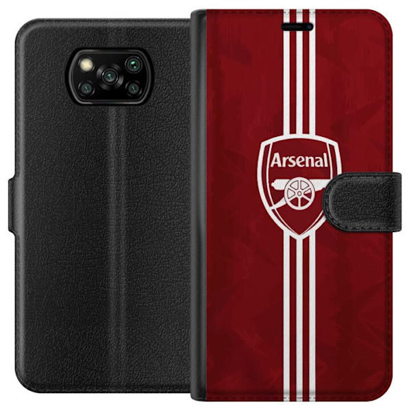 Xiaomi Poco X3 NFC Lompakkokotelo Arsenal Emblem Jalkapallo Premier League Seuravaakuna Punainen Valkoinen Ikoninen Fanit Lontoo Urheilu Motiivi