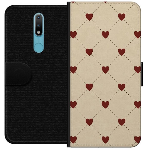 Nokia 2.4 Tegnebogsetui Hjertegitter