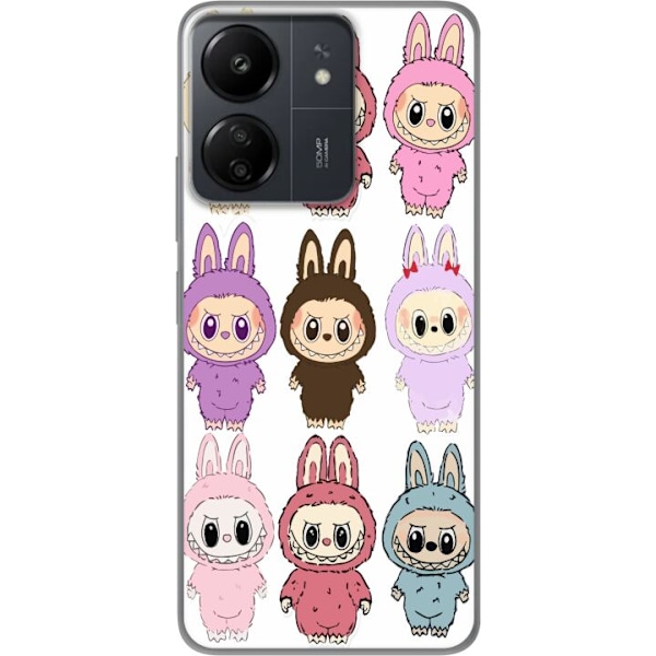 Xiaomi Redmi 13C Gennemsigtig cover Labubu Pink Monster - Popkunst med Kawaii-touch