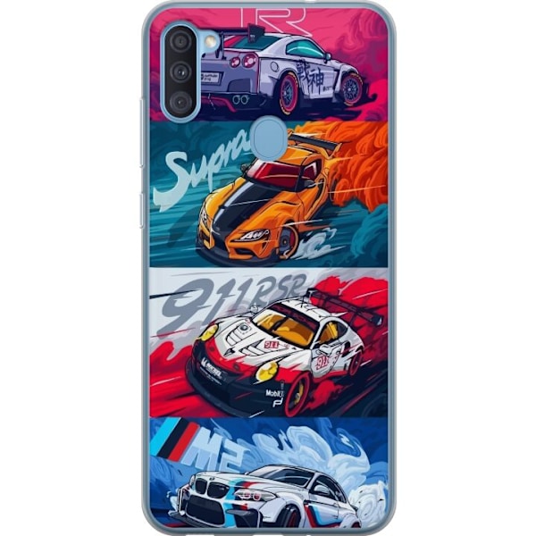 Samsung Galaxy A11 Läpinäkyvä kuori Nopeat Autot - Piirrett