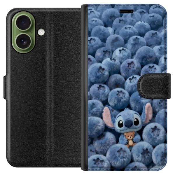 Kompatibel Tegnebogsetui til Apple iPhone 18 Sød, fluffy blå figur med en lille bamse blandt bløde blåbær blå