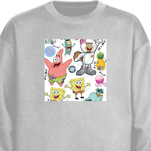 Sweatshirt til Voksne | Klassisk Collegebluse SpongeBob Square grå M