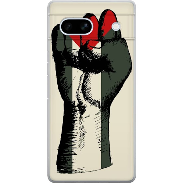 Google Pixel 7a Genomskinligt Skal Hand knuten i Palestinas färger – kraftfull symbol för frihetsrörelsen
