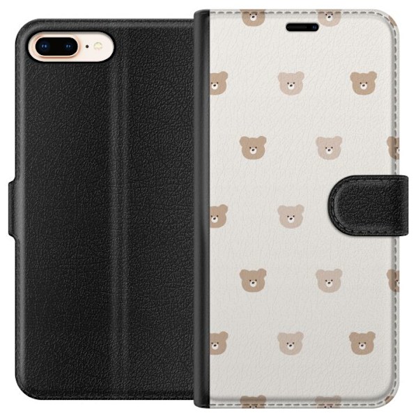 Apple iPhone 8 Plus Lompakkokotelo Teddy-tausta - söpöt tedd