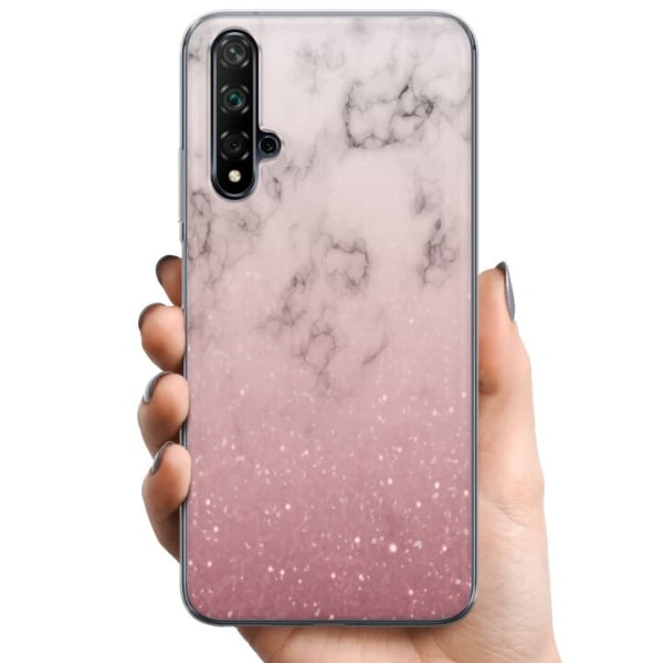 Huawei nova 5T TPU Matkapuhelimen kuori Pehmeä pinkki marmori