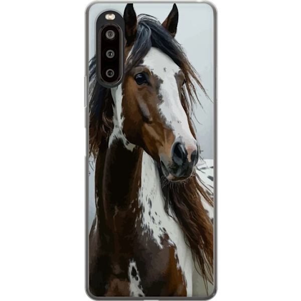 Sony Xperia 10 II Genomskinligt Skal Häst Djurmotiv Grafisk Design Natur Kraftfullt Motiv Populär Väggkonst Djurtema Ridning