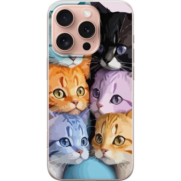 Apple iPhone 16 Pro Gennemsigtig cover Farverige Katte