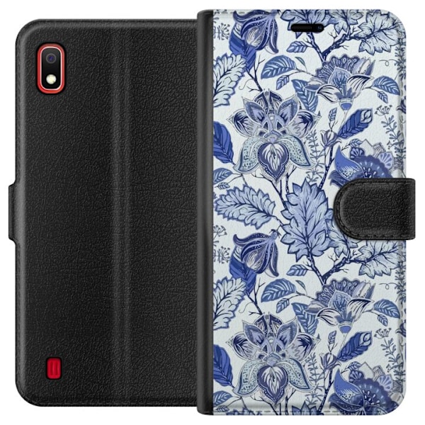 Samsung Galaxy A10 Lompakkokotelo Kukat Sininen...